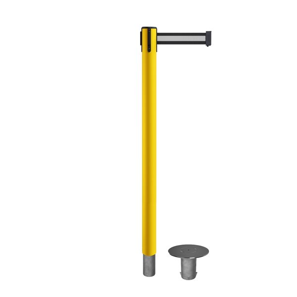 Montour Line Stanchion Belt Barrier Removable Base Yellow Post 11ft.Bk/W H Belt MSX630R-YW-BWH-110